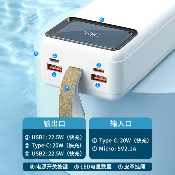 3C超級快充行動電源30000毫安大容量便攜20WPD雙向快充行動電源批發