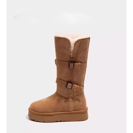 高筒灰色雪地靴女2025冬季新款厚底加绒加厚中长筒雪地棉靴子棉鞋